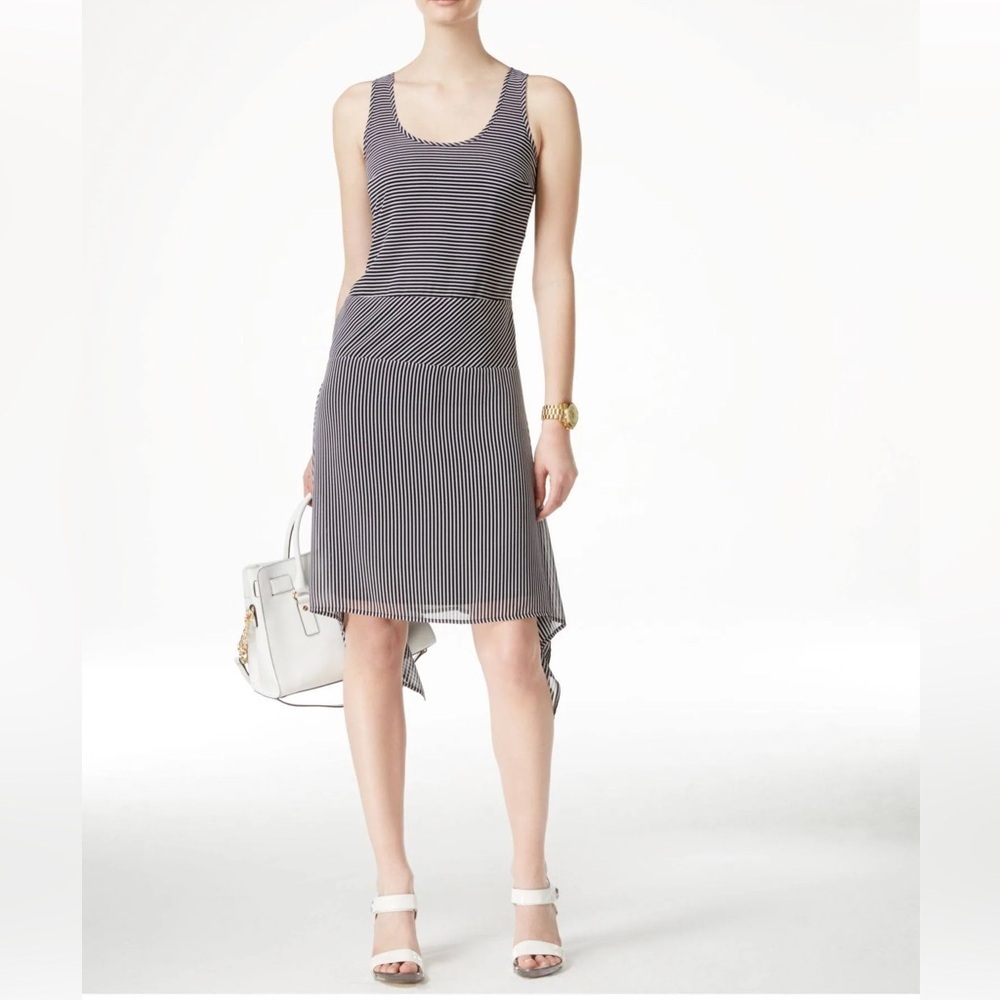 MICHAEL KORS Dropped Waist Black and White Striped Dress